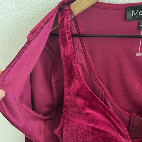 Meraki Red Velour Corset Top and Shoulder Cover Set Top Set Small - Picture 4 of 6